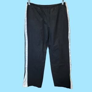 VTG GAP Track Pants Joggers Lined Side Stripe Ankle Zips 12 Black